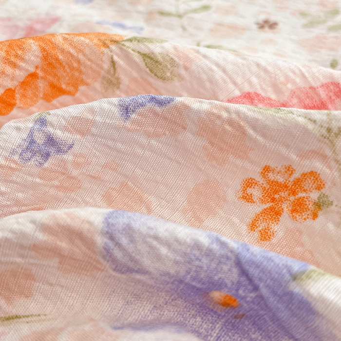 91家纺网 家纺一手货源 找家纺 梦卓家纺 2026新款云感木棉双层纱单品被套 花梦