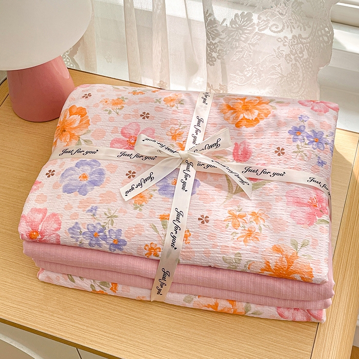 91家纺网 家纺一手货源 找家纺 梦卓家纺 2026新款云感木棉双层纱单品被套 花梦