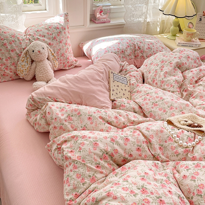 91家纺网 家纺一手货源 找家纺 梦卓家纺 2026新款云感木棉双层纱单品被套 花田