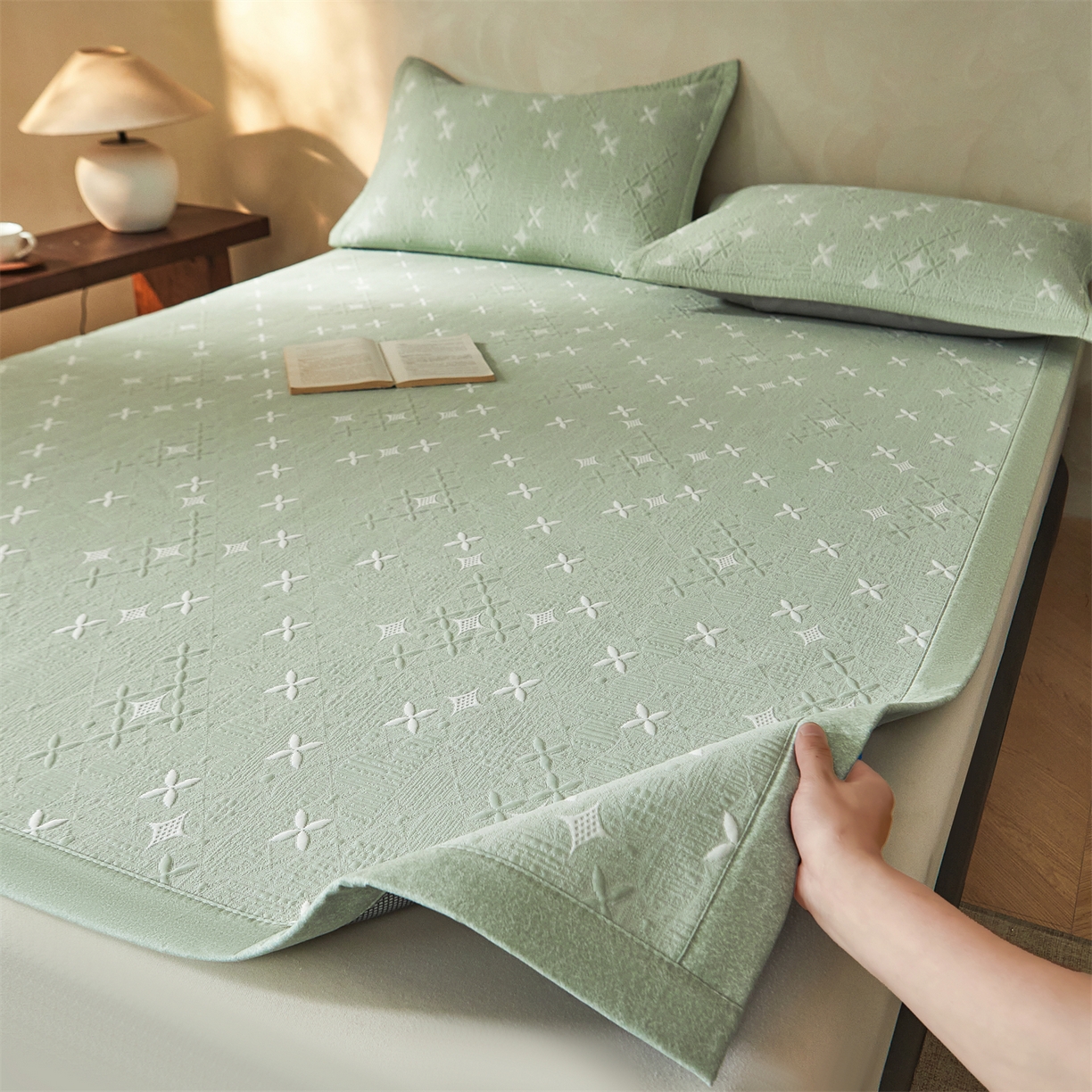 慕木家纺 2026新款冰豆豆满天星凉席床笠席子凉席 床席款-满天星-绿