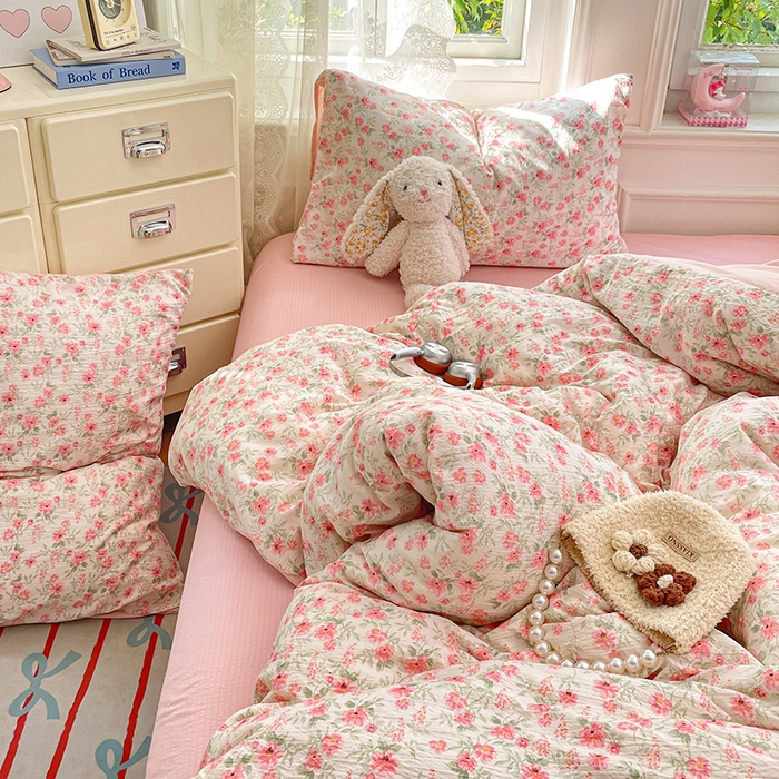 91家纺网 家纺一手货源 找家纺 梦卓家纺 2026新款云感木棉双层纱单品被套 花田