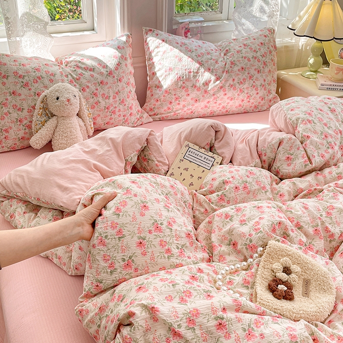 91家纺网 家纺一手货源 找家纺 梦卓家纺 2026新款云感木棉双层纱单品被套 花田