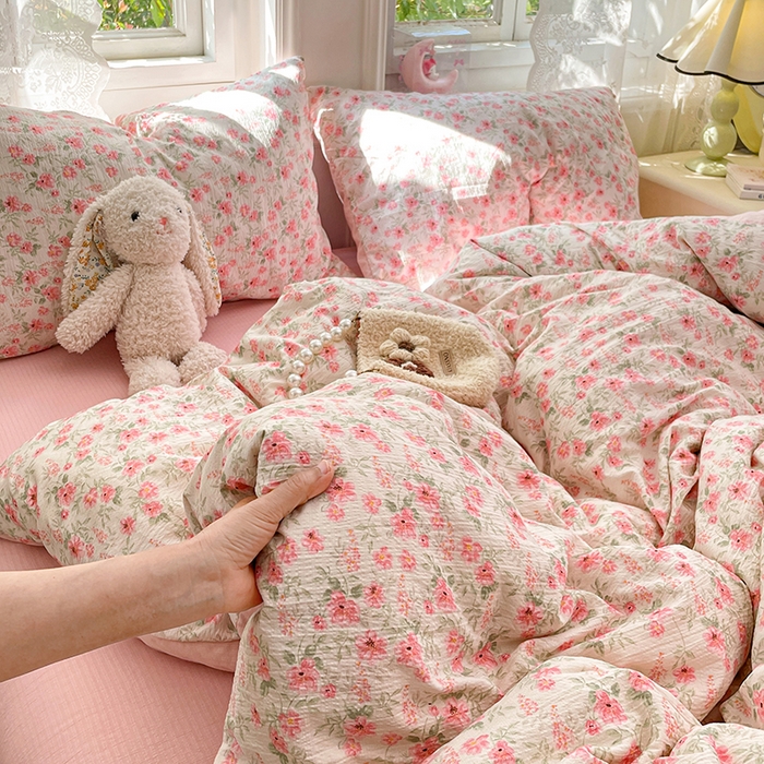 91家纺网 家纺一手货源 找家纺 梦卓家纺 2026新款云感木棉双层纱单品被套 花田