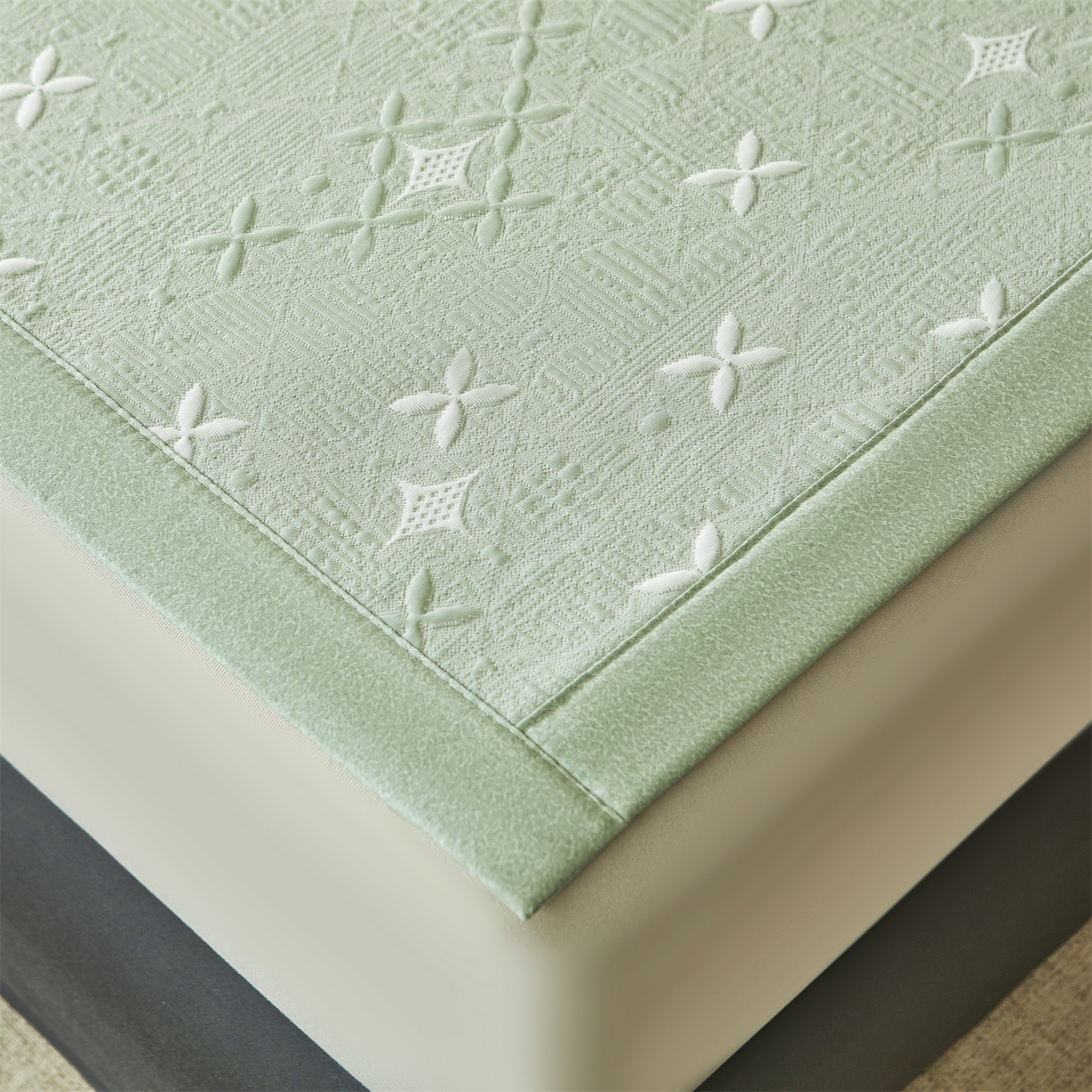 91家纺网 家纺一手货源 找家纺 慕木家纺 2026新款冰豆豆满天星凉席床笠席子凉席 床席款-满天星-绿