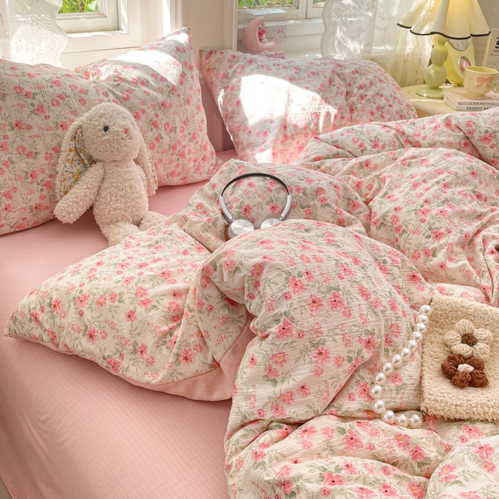 91家纺网 家纺一手货源 找家纺 梦卓家纺 2026新款云感木棉双层纱单品被套 花田