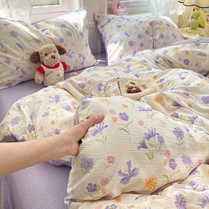 91家纺网 家纺一手货源 找家纺 梦卓家纺 2026新款云感木棉双层纱单品被套 花序