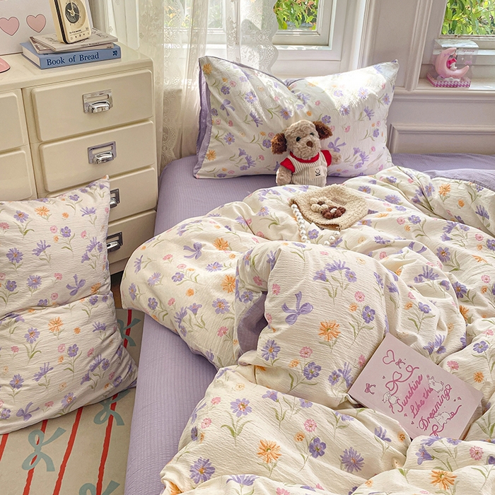 91家纺网 家纺一手货源 找家纺 梦卓家纺 2026新款云感木棉双层纱单品被套 花序