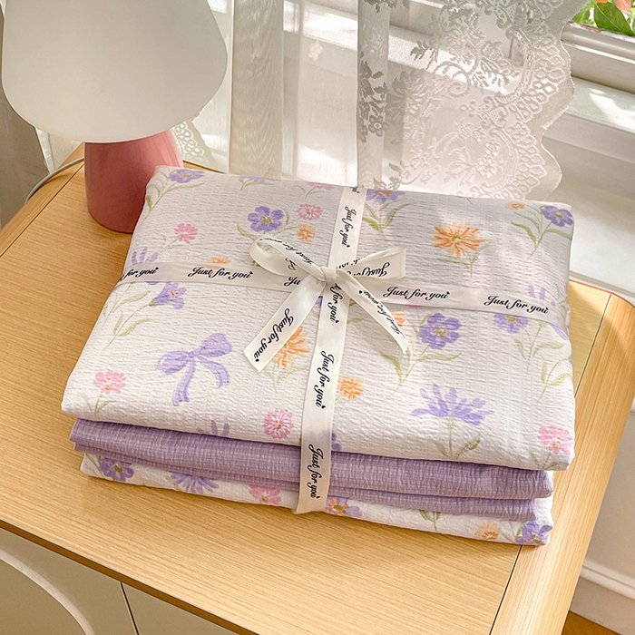 91家纺网 家纺一手货源 找家纺 梦卓家纺 2026新款云感木棉双层纱单品被套 花序