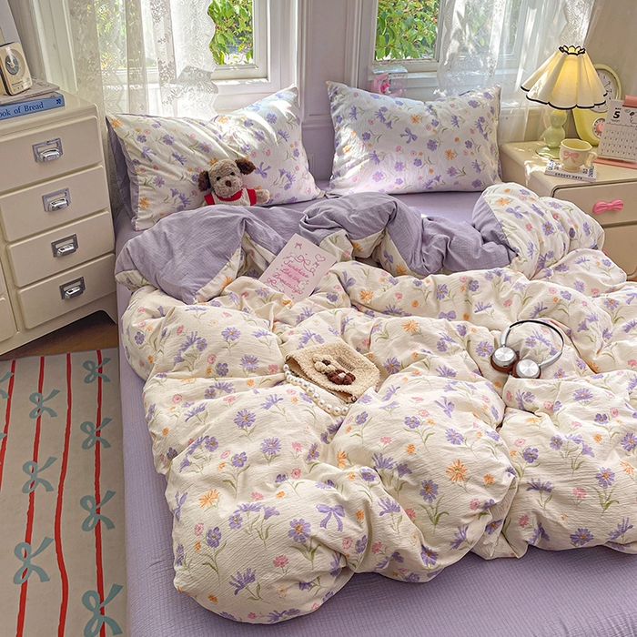 91家纺网 家纺一手货源 找家纺 梦卓家纺 2026新款云感木棉双层纱单品被套 花序