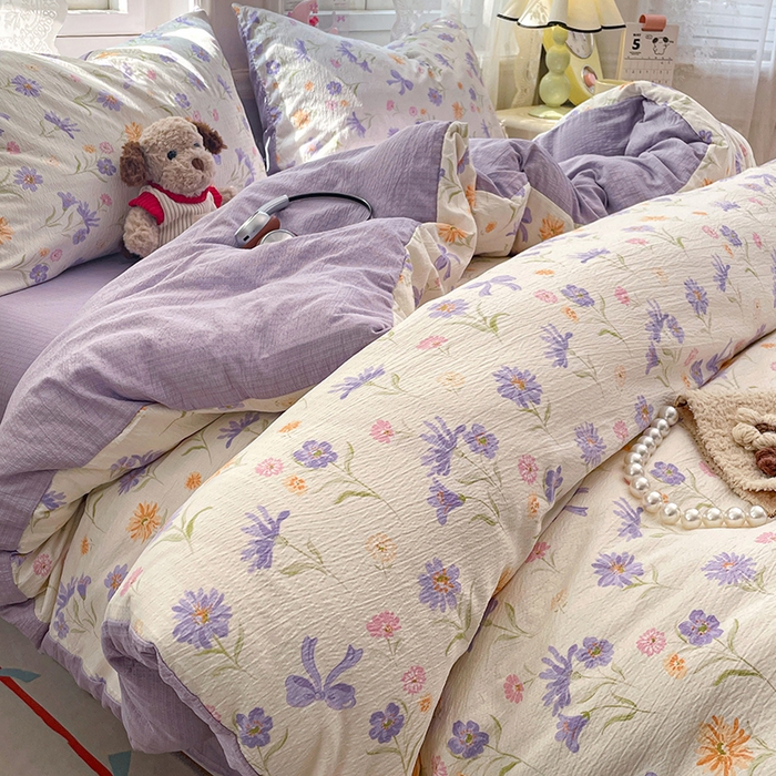 91家纺网 家纺一手货源 找家纺 梦卓家纺 2026新款云感木棉双层纱单品被套 花序