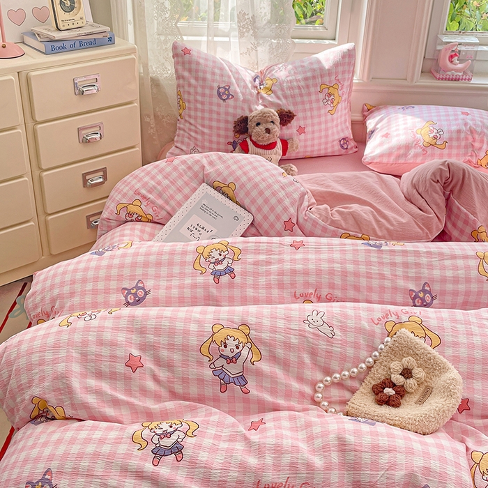 91家纺网 家纺一手货源 找家纺 梦卓家纺 2026新款云感木棉双层纱单品被套 美少女战士