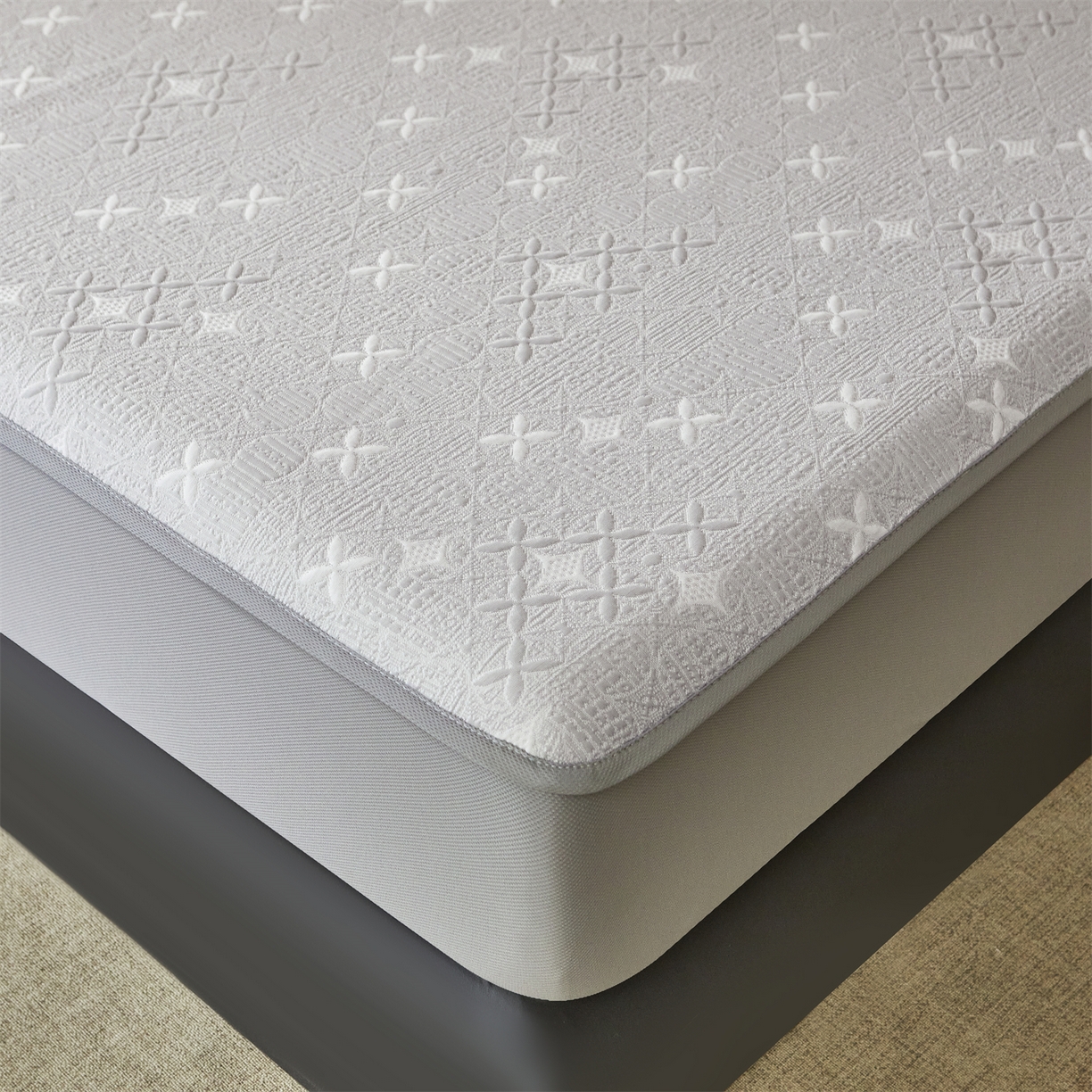 91家纺网 家纺一手货源 找家纺 慕木家纺 2026新款冰豆豆满天星凉席床笠席子凉席 床笠款-满天星-灰