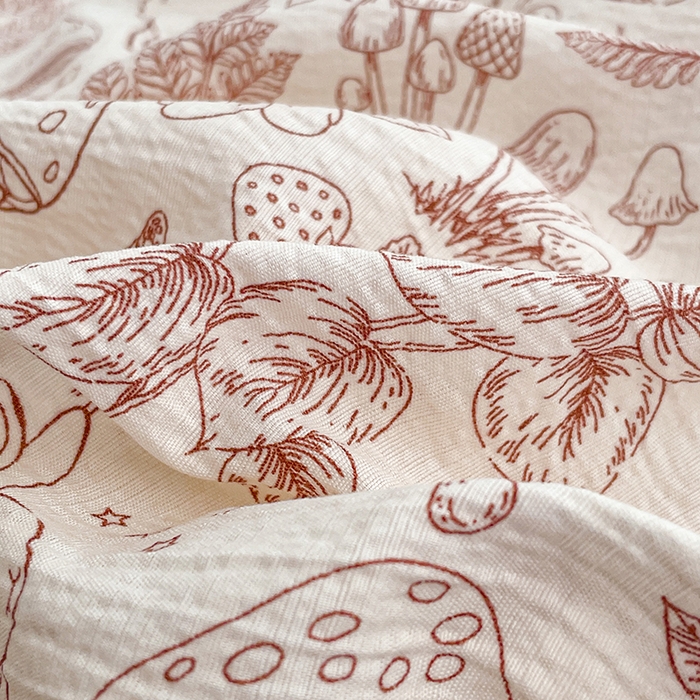 91家纺网 家纺一手货源 找家纺 梦卓家纺 2026新款云感木棉双层纱单品被套 蘑菇小兔屋