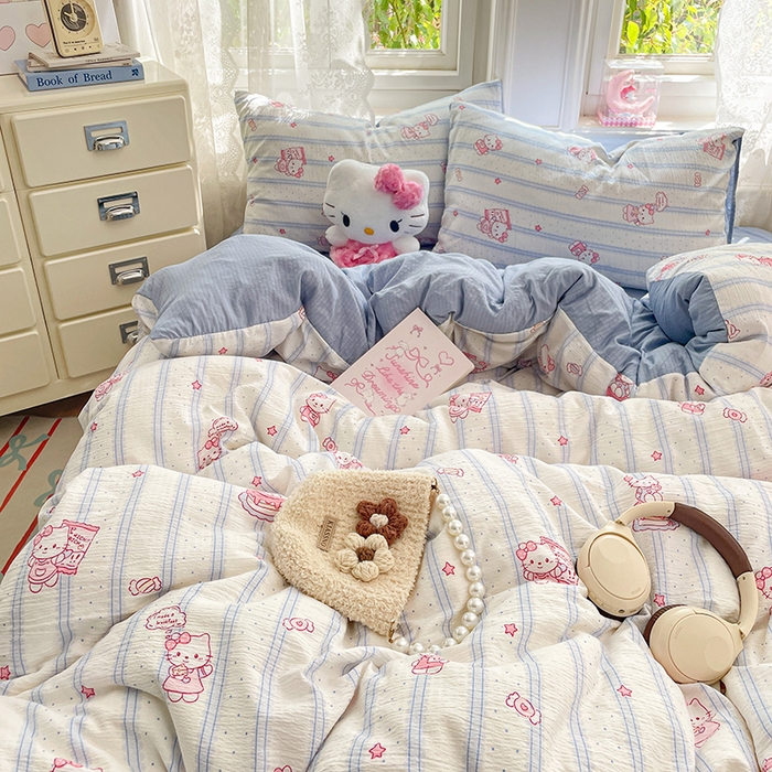 91家纺网 家纺一手货源 找家纺 梦卓家纺 2026新款云感木棉双层纱单品被套 奶蓝KT