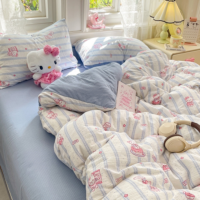 91家纺网 家纺一手货源 找家纺 梦卓家纺 2026新款云感木棉双层纱单品被套 奶蓝KT