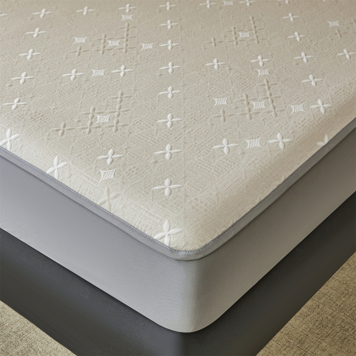 91家纺网 家纺一手货源 找家纺 慕木家纺 2026新款冰豆豆满天星凉席床笠席子凉席 床笠款-满天星-卡其