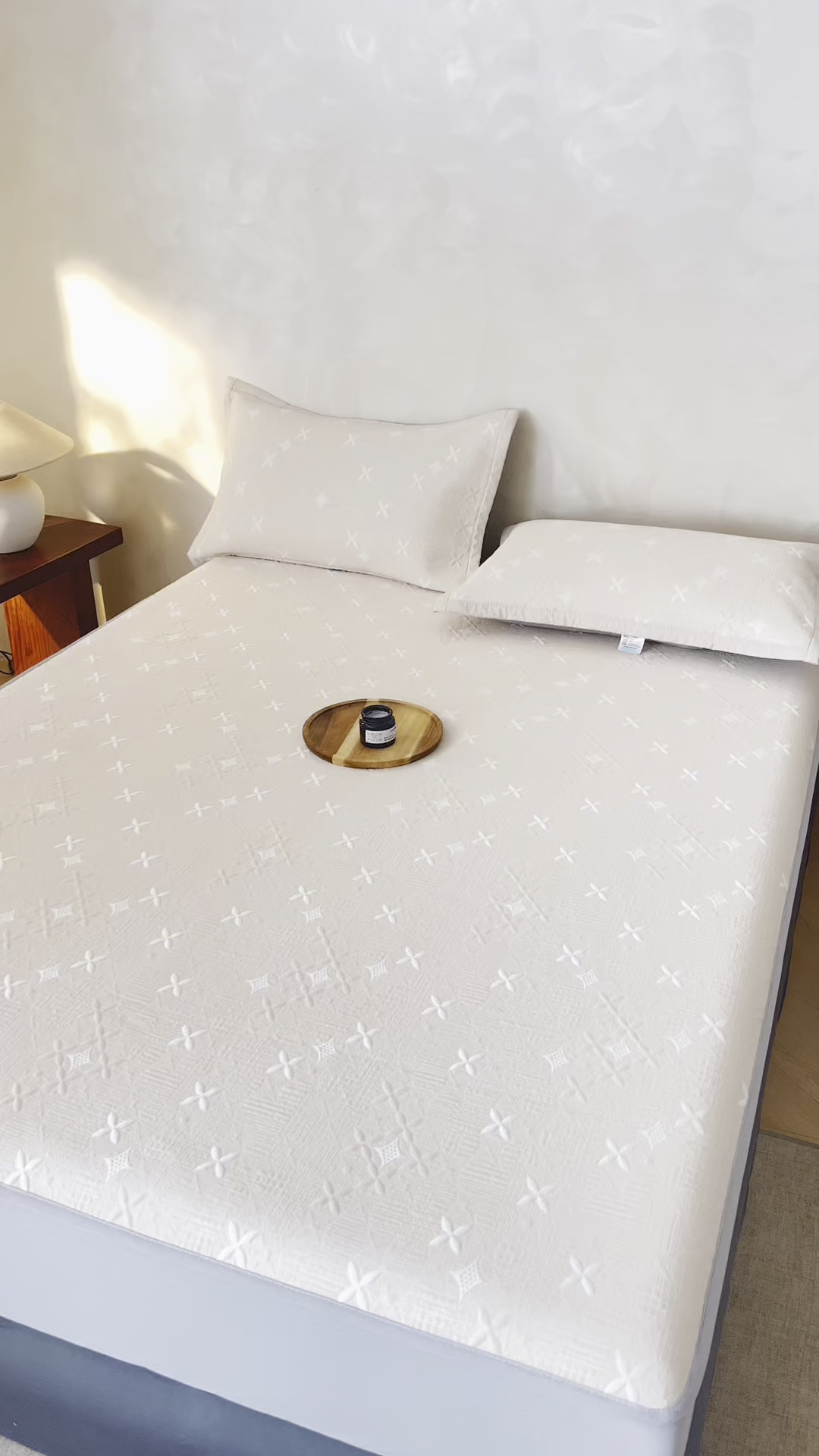 91家纺网 家纺一手货源 找家纺 慕木家纺 2026新款冰豆豆满天星凉席床笠席子凉席 床笠款-满天星-卡其