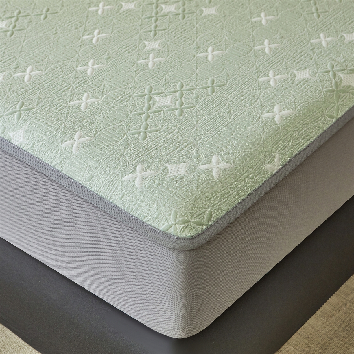 91家纺网 家纺一手货源 找家纺 慕木家纺 2026新款冰豆豆满天星凉席床笠席子凉席 床笠款-满天星-绿