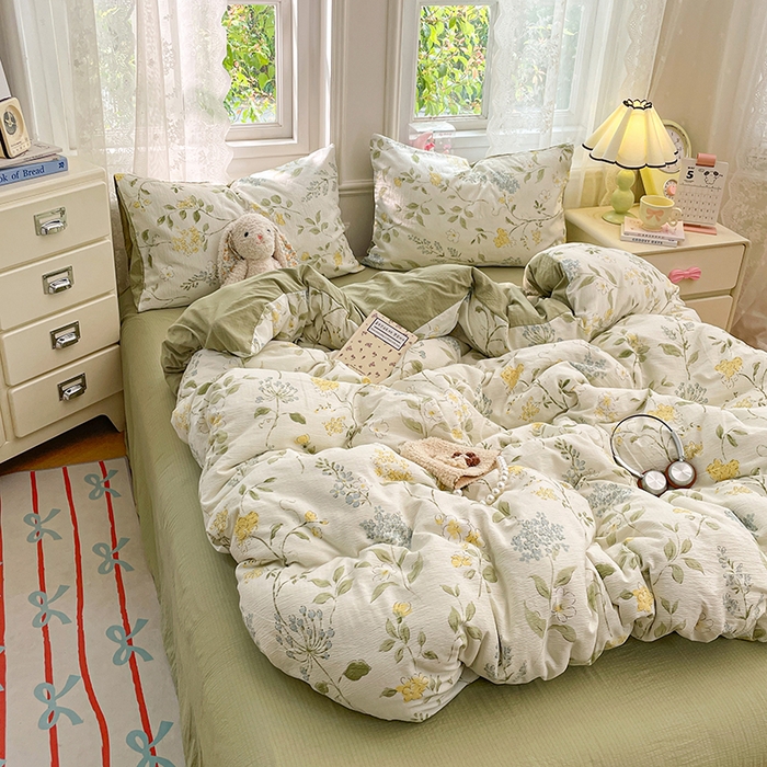 91家纺网 家纺一手货源 找家纺 梦卓家纺 2026新款云感木棉双层纱单品被套 青蔓