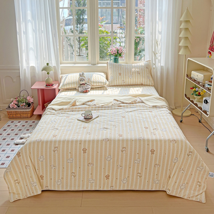 91家纺网 家纺一手货源 找家纺 （总）卡普家居 2026新款A类锦氨凉感印花夏被床盖床单款四件套