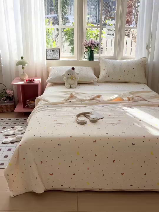 91家纺网 家纺一手货源 找家纺 （总）卡普家居 2026新款A类锦氨凉感印花夏被床盖床单款四件套