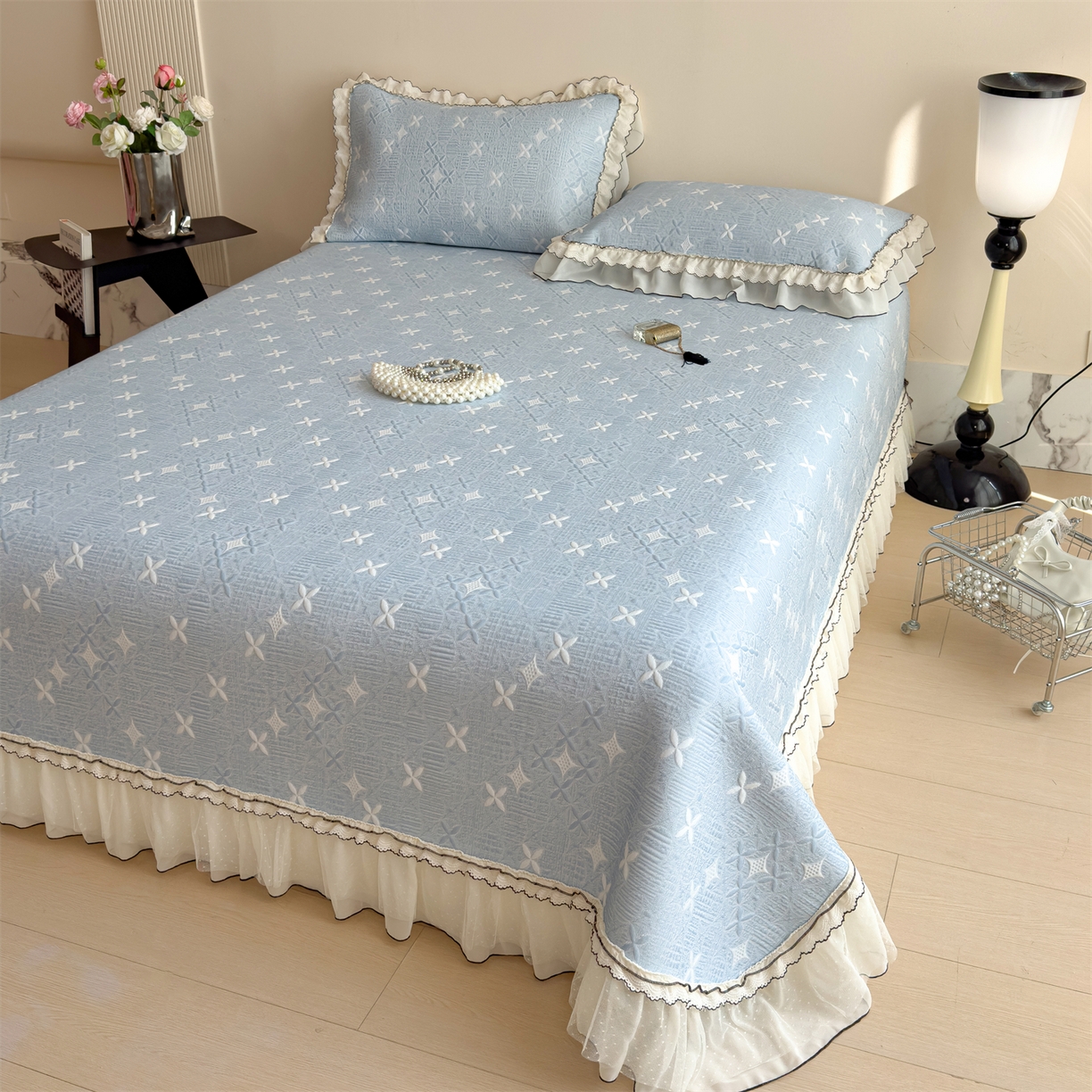 91家纺网 家纺一手货源 找家纺 （总）慕木家纺 2026新款满天星系列冰豆豆凉席(三明治复合)乙纶面料