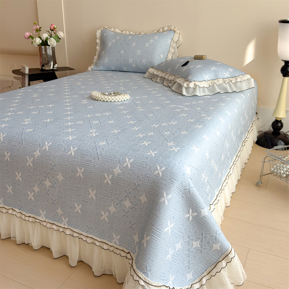 91家纺网 家纺一手货源 找家纺 （总）慕木家纺 2026新款满天星系列冰豆豆凉席(三明治复合)乙纶面料