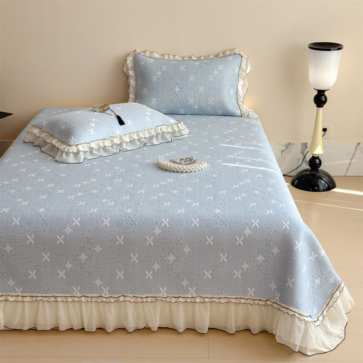 91家纺网 家纺一手货源 找家纺 （总）慕木家纺 2026新款满天星系列冰豆豆凉席(三明治复合)乙纶面料