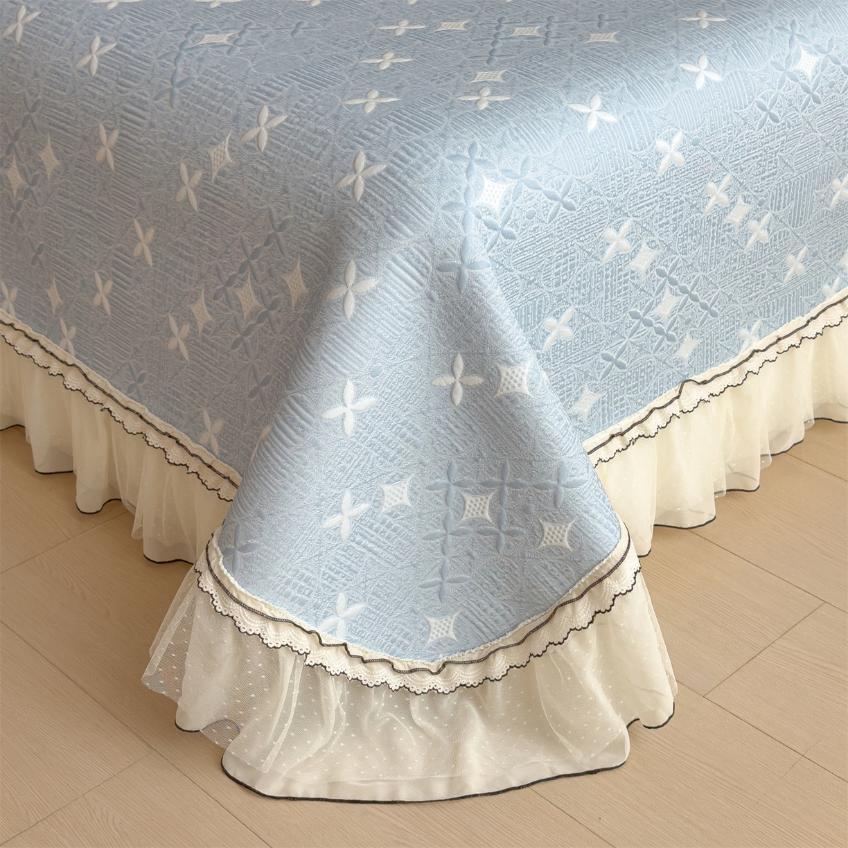 91家纺网 家纺一手货源 找家纺 （总）慕木家纺 2026新款满天星系列冰豆豆凉席(三明治复合)乙纶面料