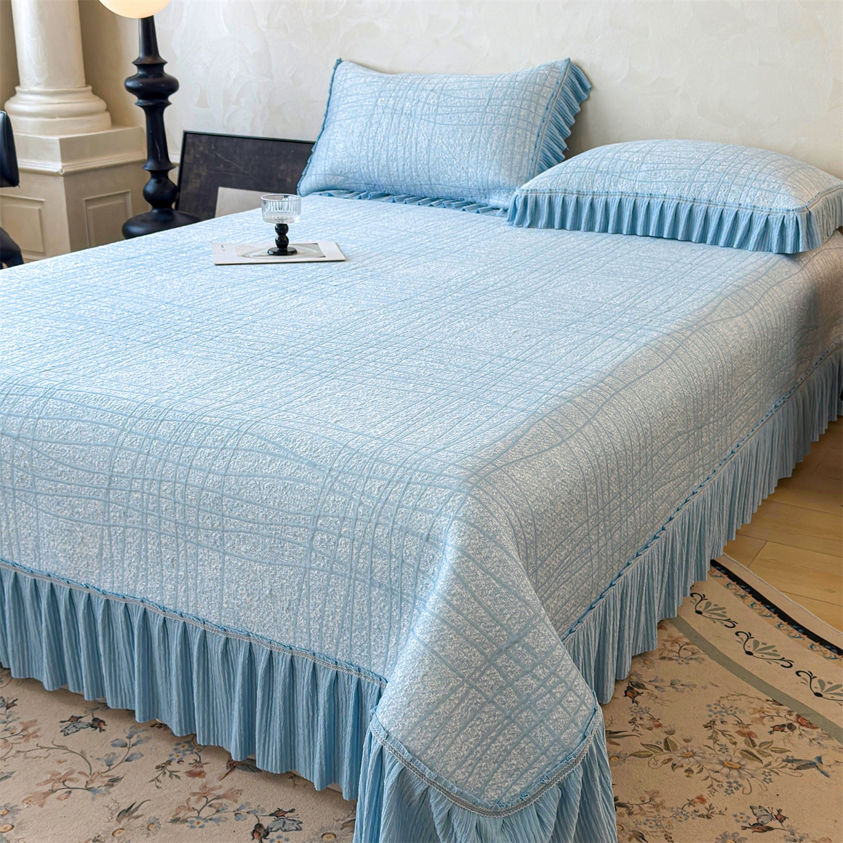 91家纺网 家纺一手货源 找家纺 （总）慕木家纺 2026新款满天星系列冰豆豆凉席(三明治复合)乙纶面料