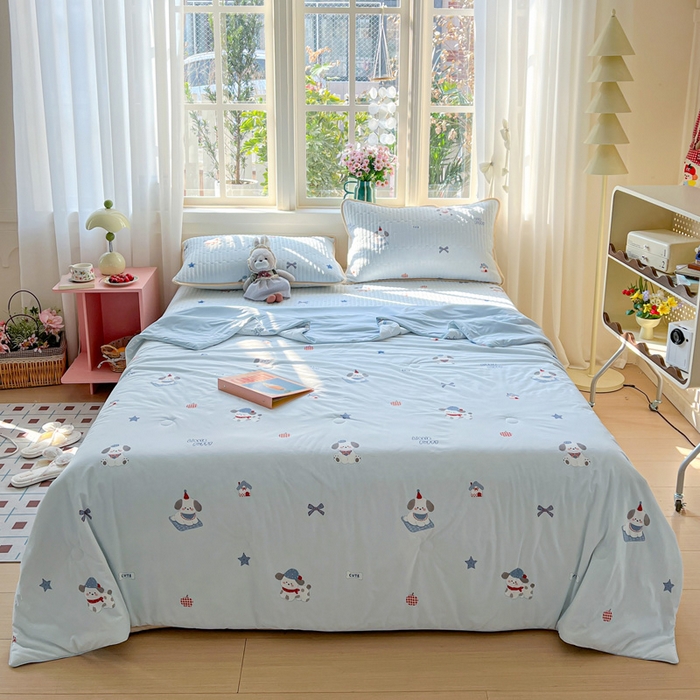 卡普家居 2026新款A类锦氨凉感印花夏被床盖床单款四件套 帕恰狗