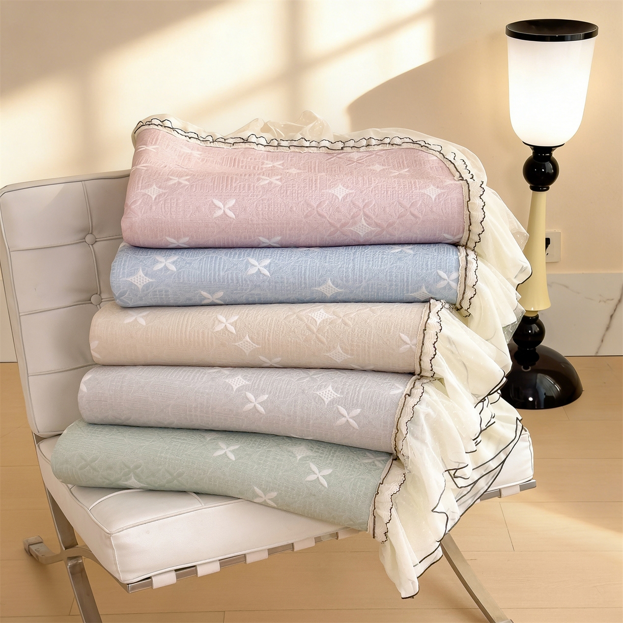 91家纺网 家纺一手货源 找家纺 慕木家纺 2026新款满天星系列冰豆豆凉席(三明治复合)乙纶面料 组合图