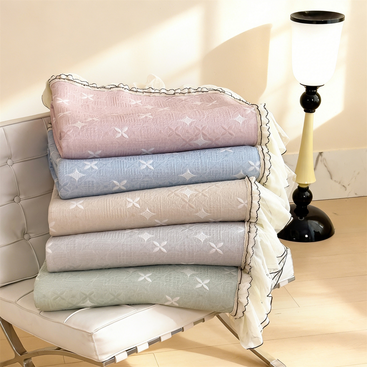 91家纺网 家纺一手货源 找家纺 慕木家纺 2026新款满天星系列冰豆豆凉席(三明治复合)乙纶面料 组合图