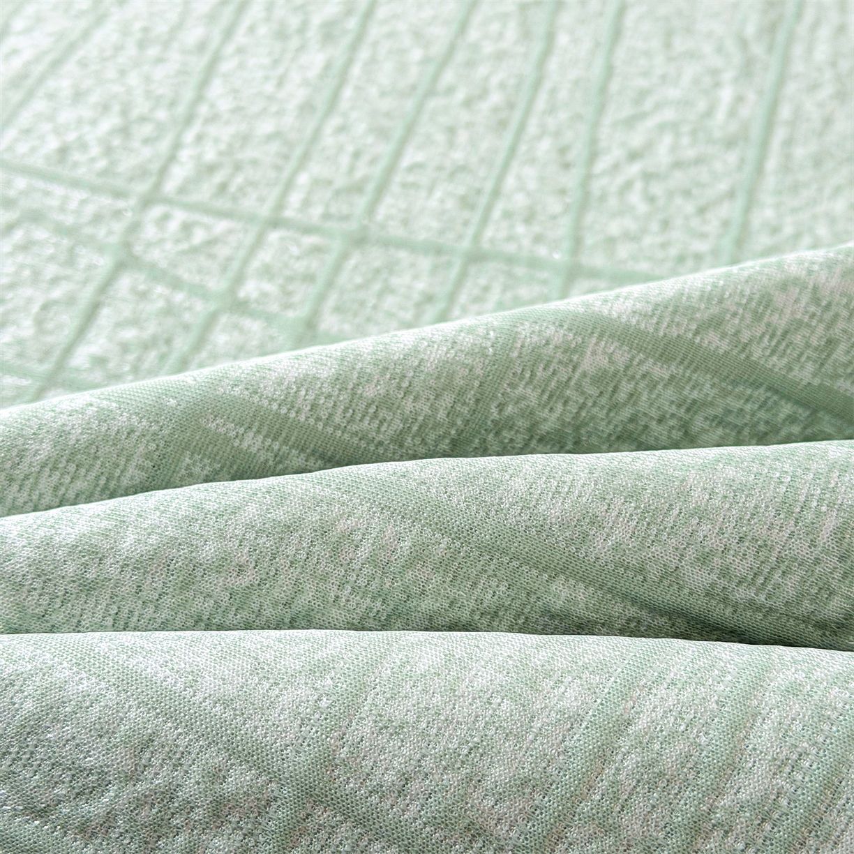 91家纺网 家纺一手货源 找家纺 慕木家纺 2026新款满天星系列冰豆豆凉席(三明治复合)乙纶面料 罗马曲线-绿