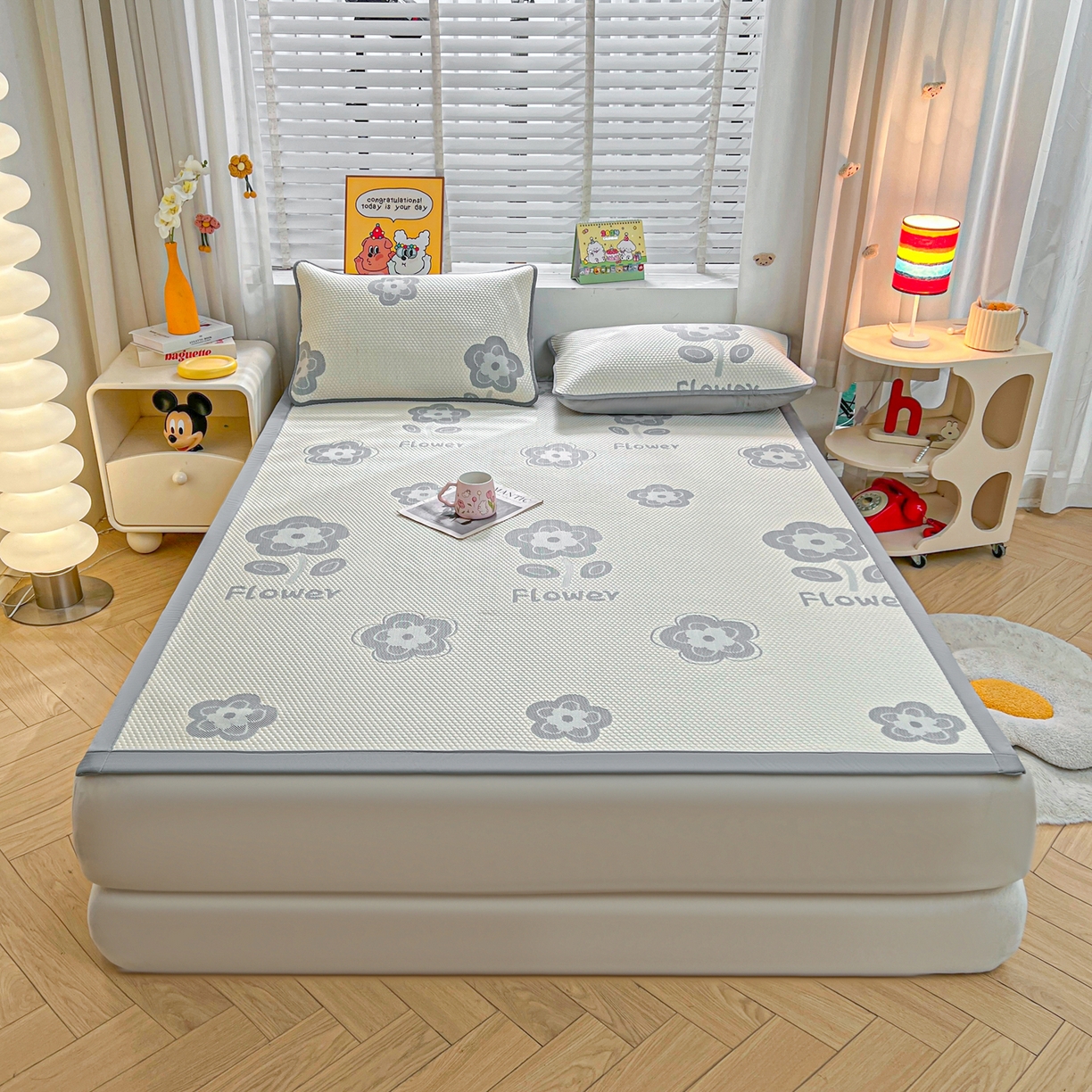 91家纺网 家纺一手货源 找家纺 （总）爱思凯家纺 2026新款A类凉感冰豆豆宿舍凉席席子凉席-灵萌-成人款