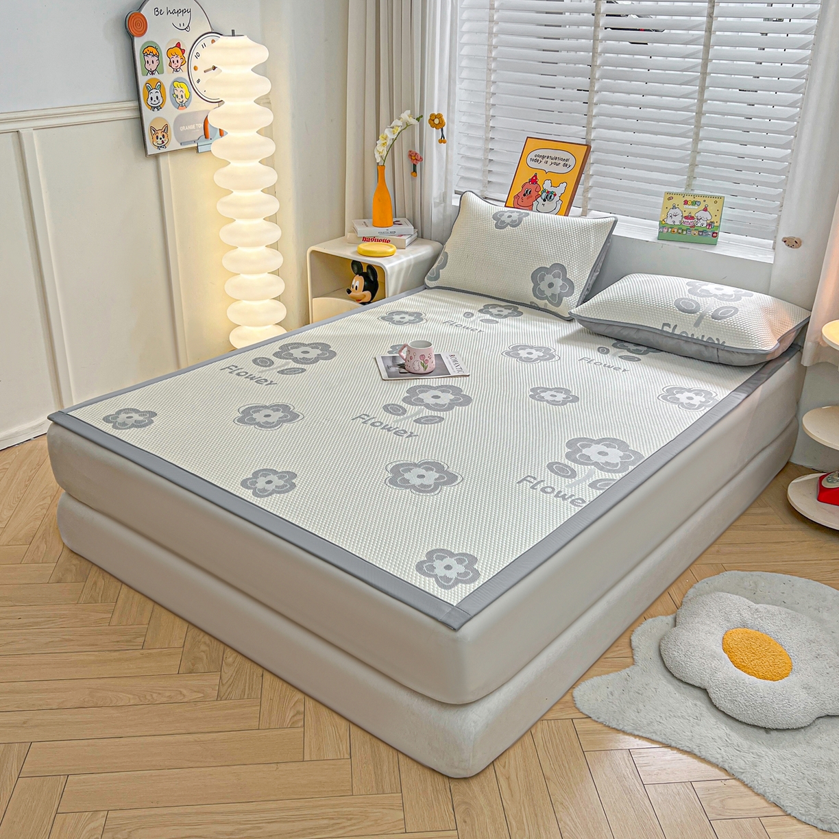 91家纺网 家纺一手货源 找家纺 （总）爱思凯家纺 2026新款A类凉感冰豆豆宿舍凉席席子凉席-灵萌-成人款