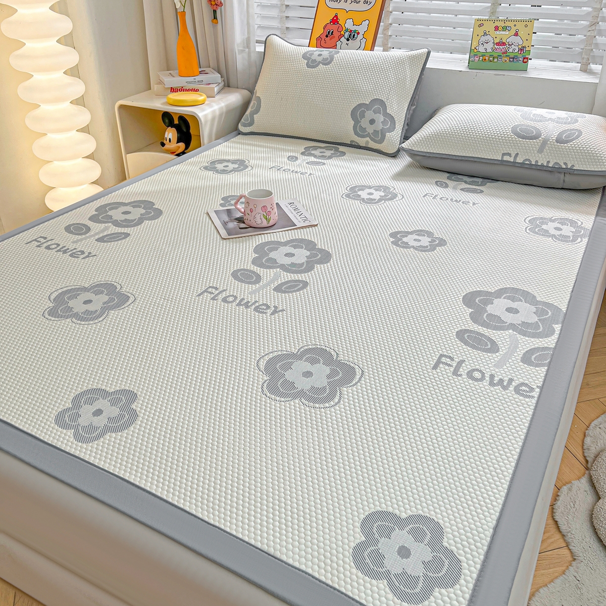 91家纺网 家纺一手货源 找家纺 （总）爱思凯家纺 2026新款A类凉感冰豆豆宿舍凉席席子凉席-灵萌-成人款