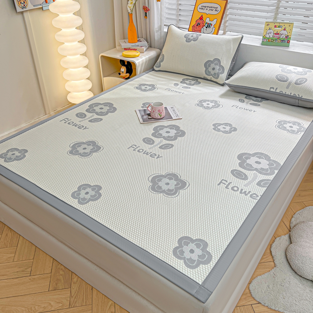 91家纺网 家纺一手货源 找家纺 （总）爱思凯家纺 2026新款A类凉感冰豆豆宿舍凉席席子凉席-灵萌-成人款