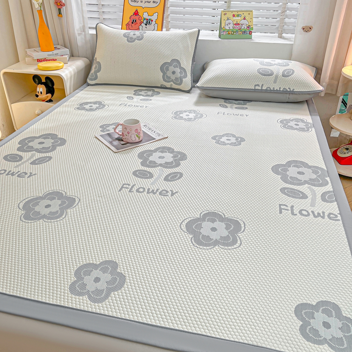 91家纺网 家纺一手货源 找家纺 （总）爱思凯家纺 2026新款A类凉感冰豆豆宿舍凉席席子凉席-灵萌-成人款