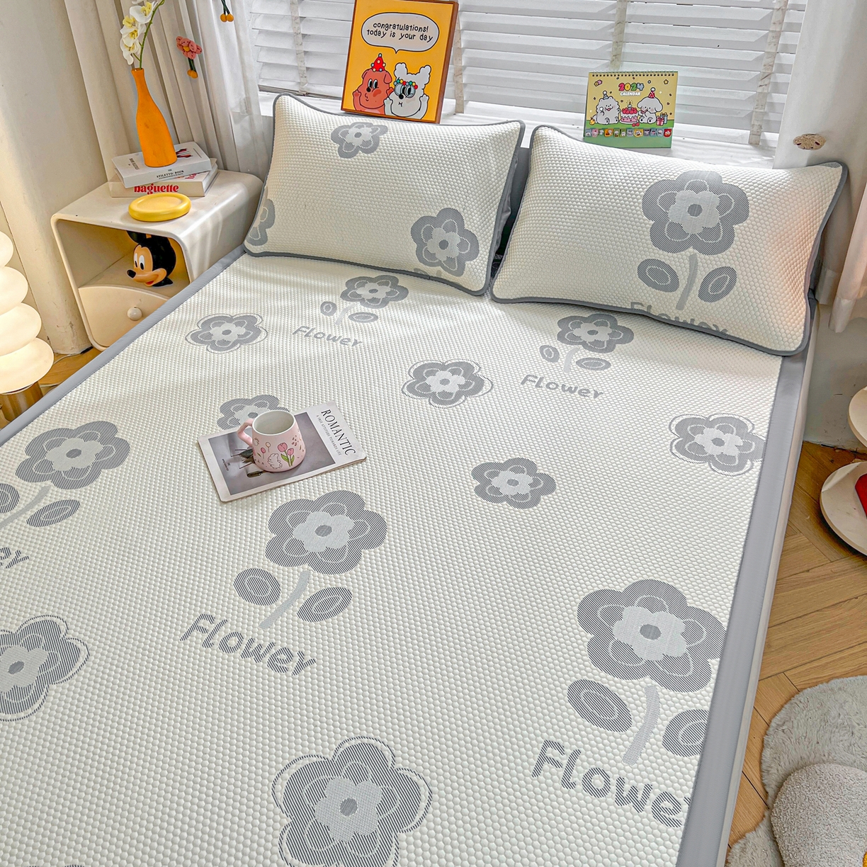 91家纺网 家纺一手货源 找家纺 （总）爱思凯家纺 2026新款A类凉感冰豆豆宿舍凉席席子凉席-灵萌-成人款