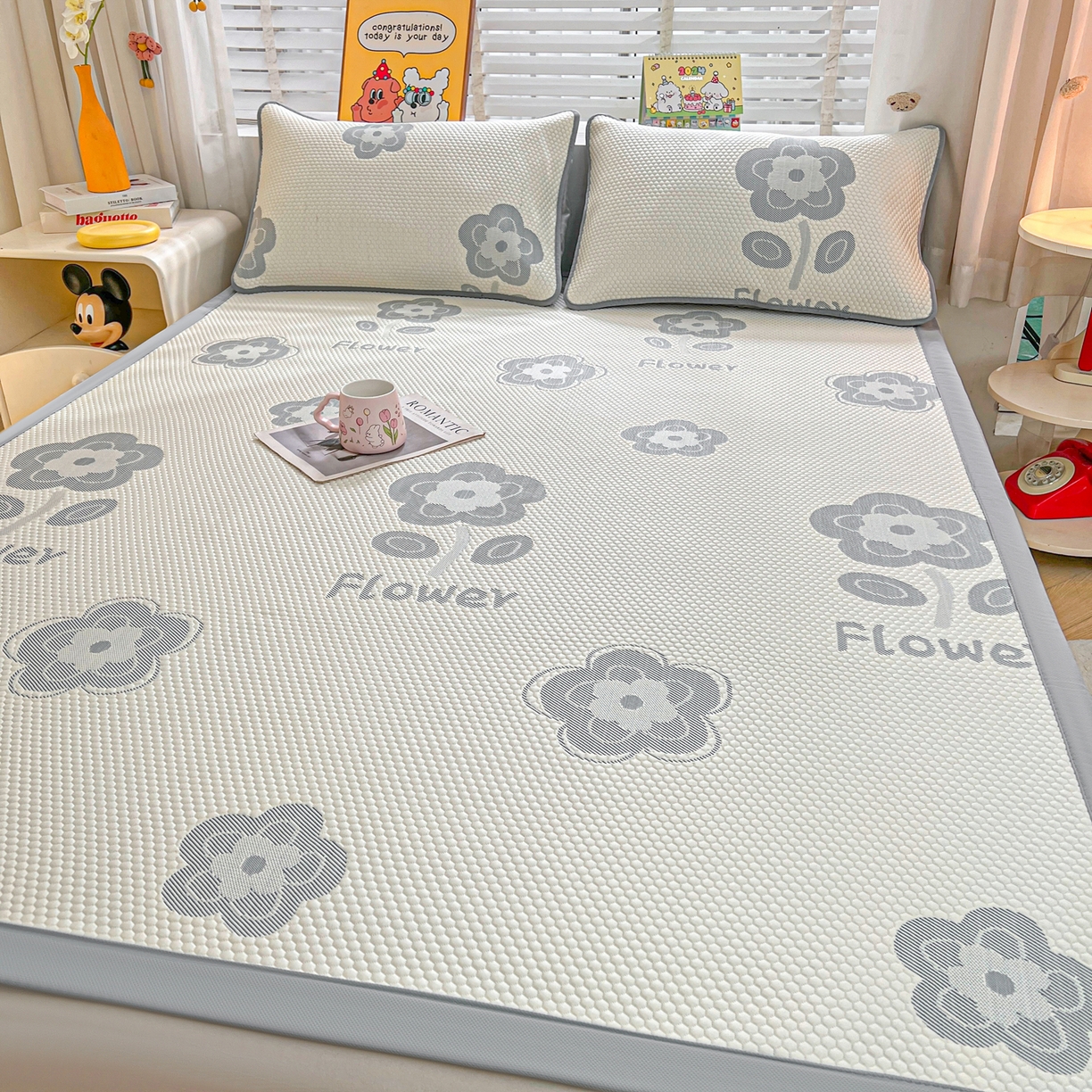 91家纺网 家纺一手货源 找家纺 （总）爱思凯家纺 2026新款A类凉感冰豆豆宿舍凉席席子凉席-灵萌-成人款