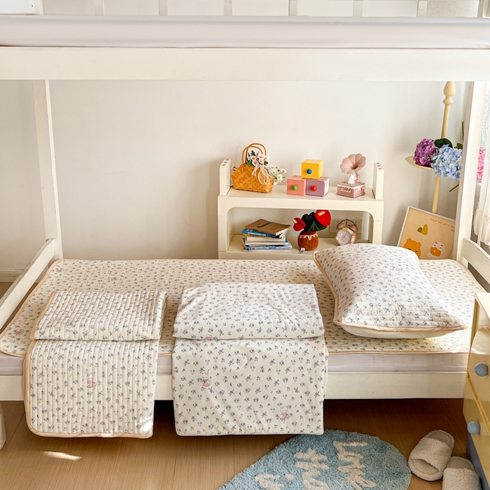 卡普家居 2026新款A类锦氨凉感印花夏被床盖床单款三件套 奶油兰花束