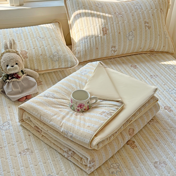 卡普家居 2026新款A类锦氨凉感印花夏被 奶黄泰迪