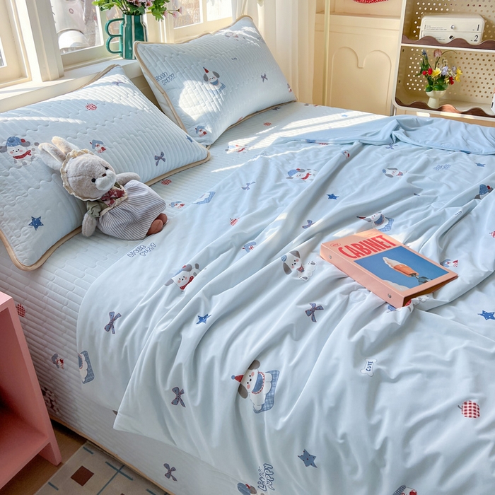 91家纺网 家纺一手货源 找家纺 卡普家居 2026新款A类锦氨凉感印花夏被 帕恰狗