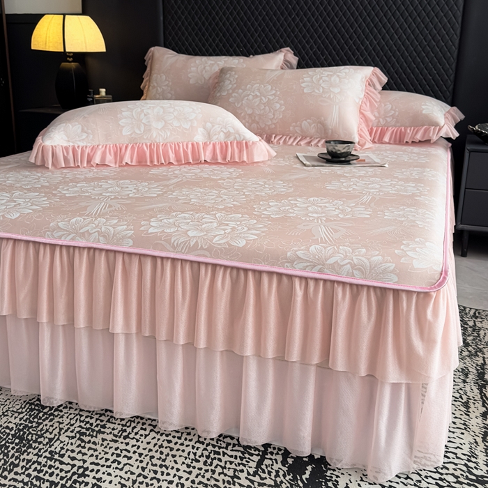 91家纺网 家纺一手货源 找家纺 （总）家之硕家纺 2026春夏新款凉感提花床裙款凉席席子