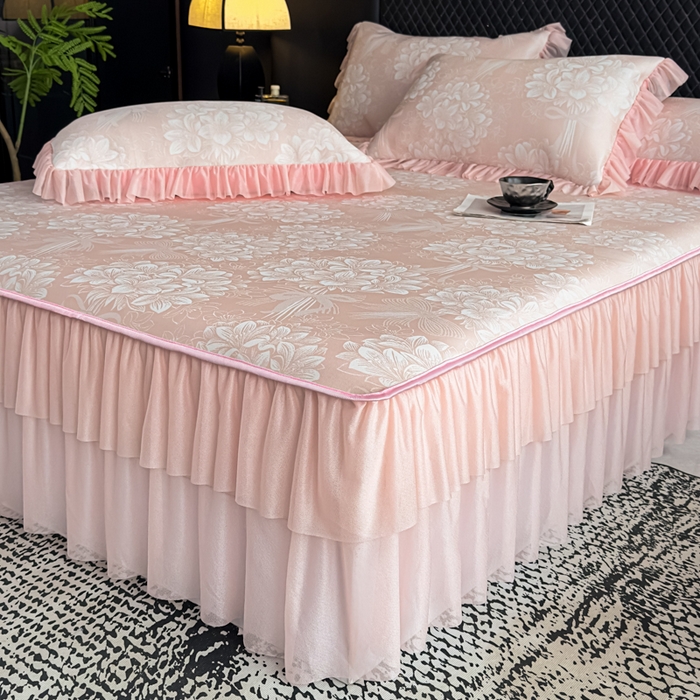 91家纺网 家纺一手货源 找家纺 （总）家之硕家纺 2026春夏新款凉感提花床裙款凉席席子