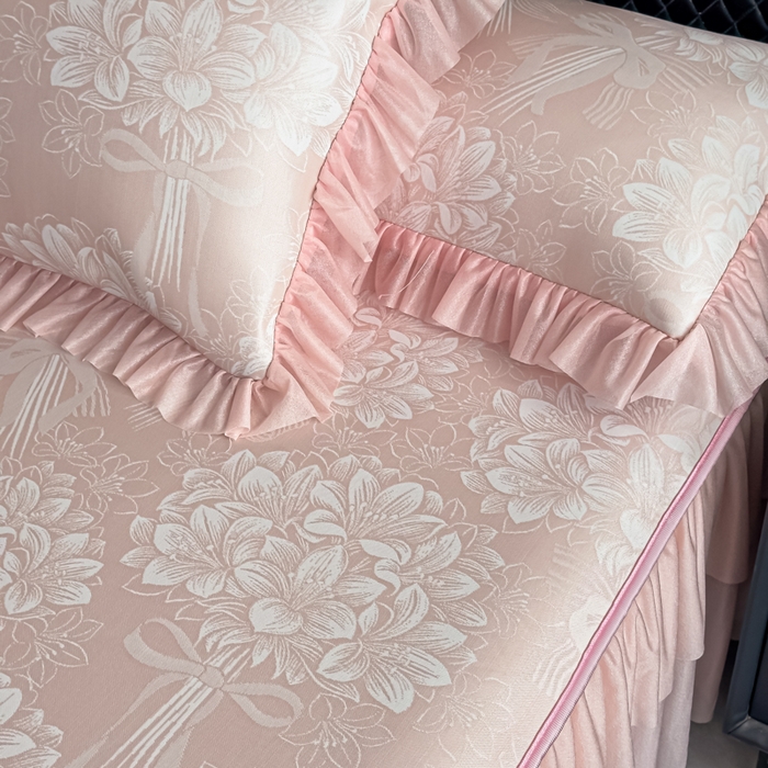 91家纺网 家纺一手货源 找家纺 （总）家之硕家纺 2026春夏新款凉感提花床裙款凉席席子