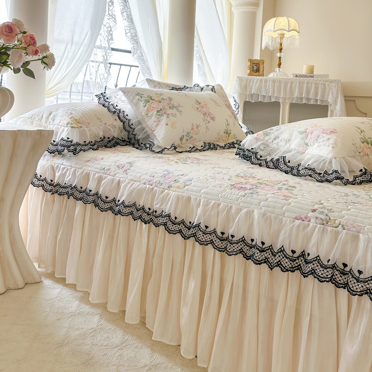 91家纺网 家纺一手货源 找家纺 恋尚 2026春夏新款全棉纯棉印花单床裙床裙单件控价床裙135起床裙三件170起 春薇花信