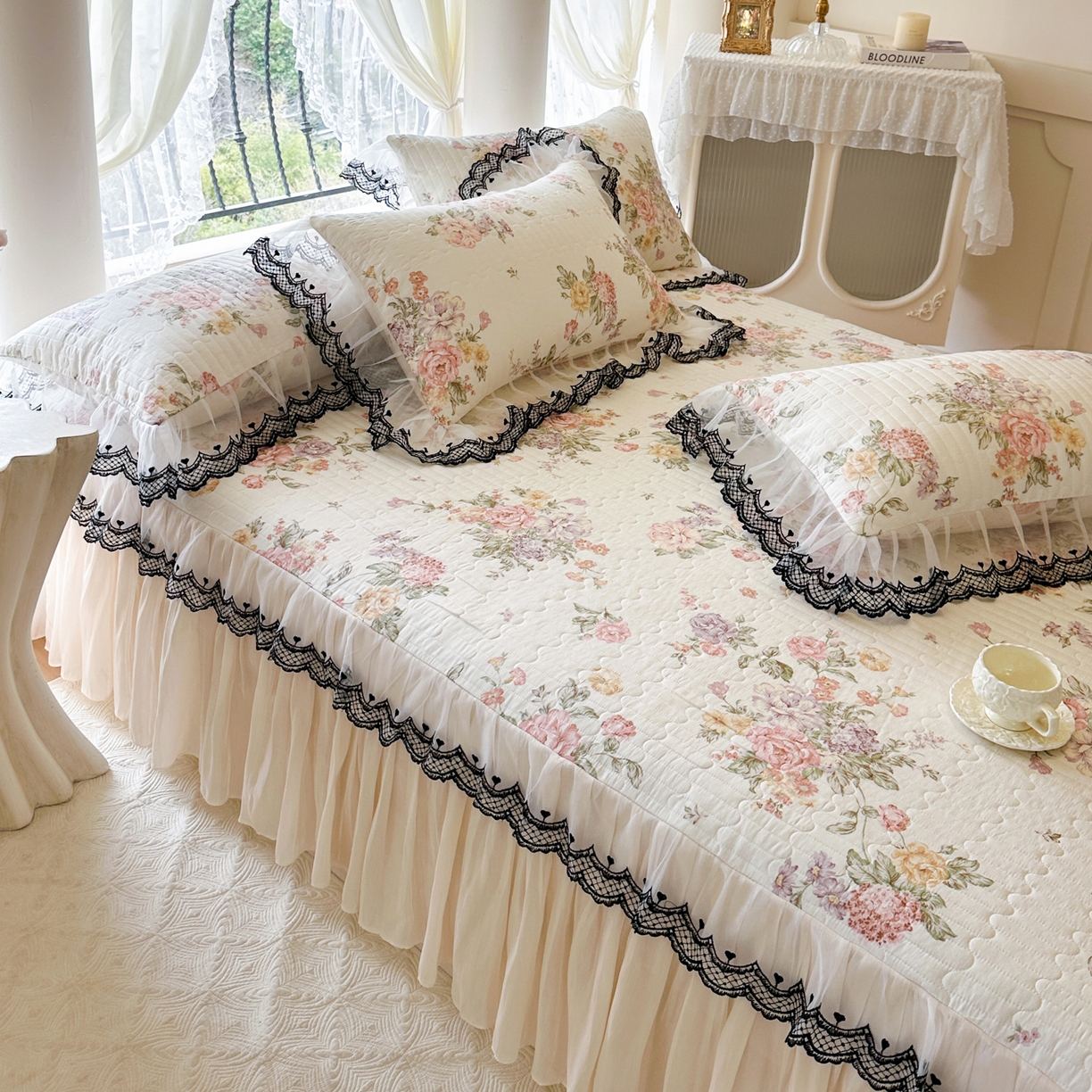 91家纺网 家纺一手货源 找家纺 恋尚 2026春夏新款全棉纯棉印花单床裙床裙单件控价床裙135起床裙三件170起 繁花香颂