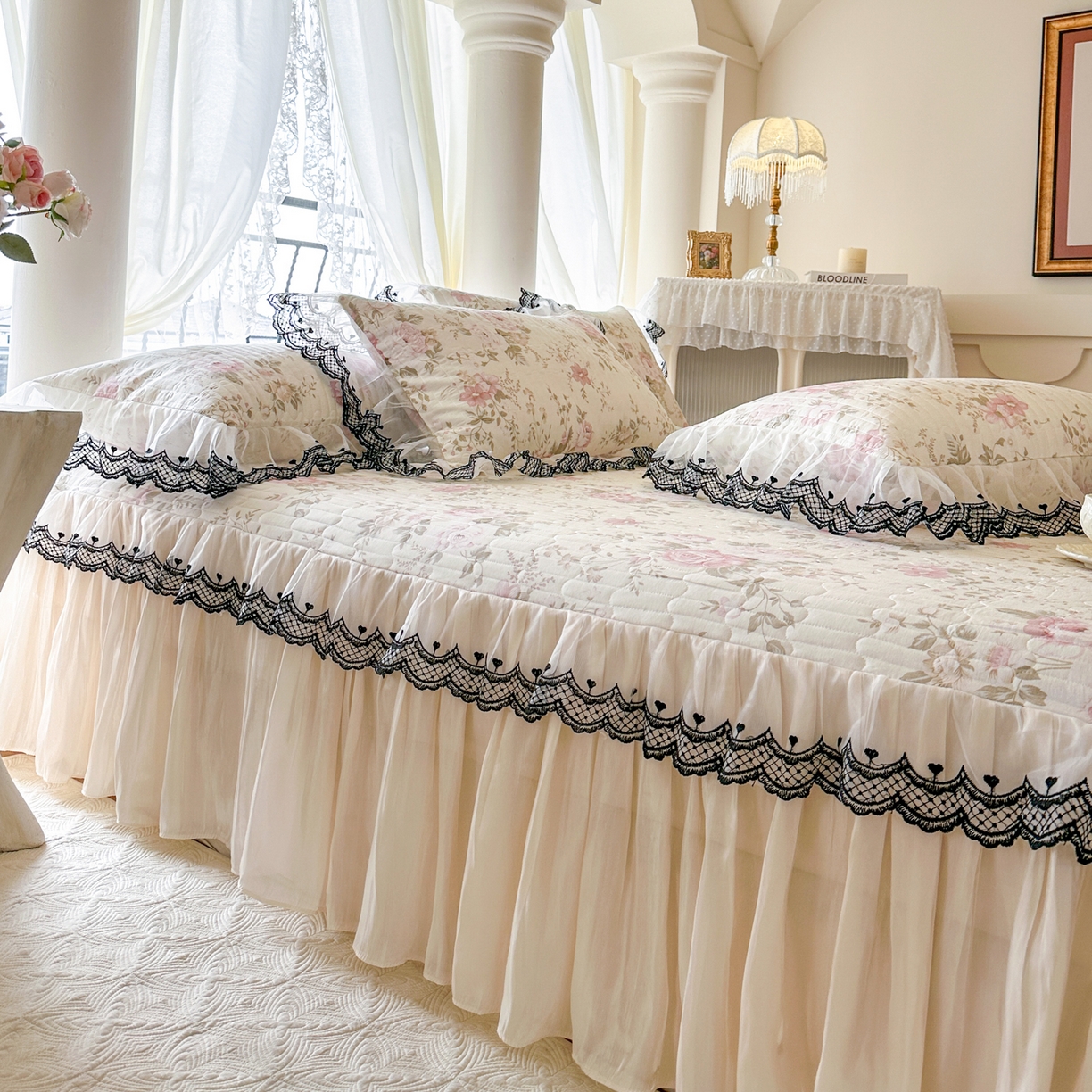 91家纺网 家纺一手货源 找家纺 恋尚 2026春夏新款全棉纯棉印花单床裙床裙单件控价床裙135起床裙三件170起 花蔓日记